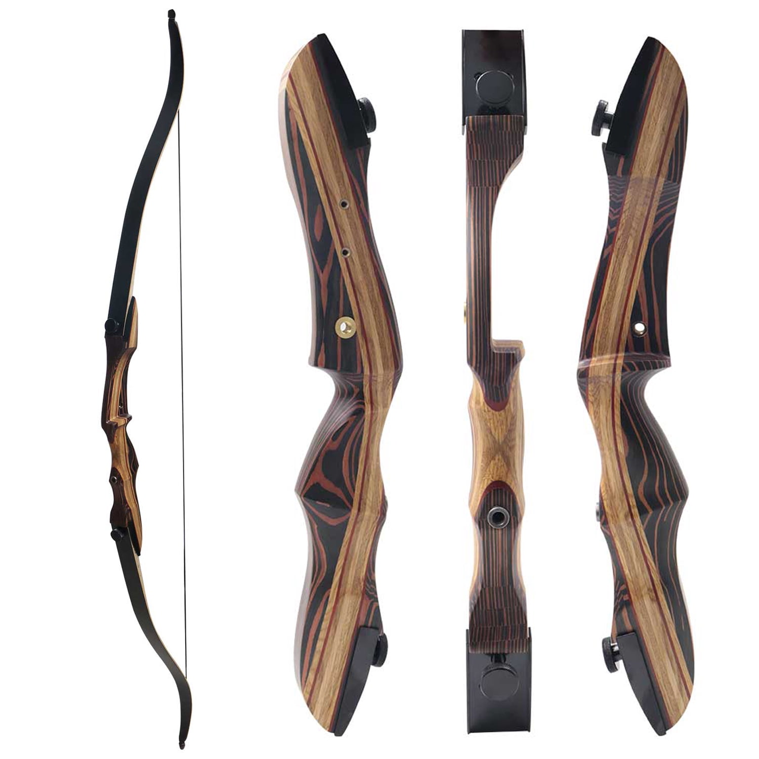 Clianle 62" Recurve Bow Set for Beginners, Teenagers, and Adults, Wooden Takedown Recurve Bow Package for Outdoor Hunting, Shooting Practice, or Competitive Shooting,30 Lbs