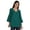 Dark Teal Green, variant on Moomaya Bell Sleeve Cotton Tunic For Womens V-neck Plain Summer Schiffli Top