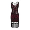 thumbnail image 6 of PrettyGuide Women's Flapper Dresses 1920s Sequin Long Fringe Art Deco 20s Great Gatsby Dress, 6 of 7