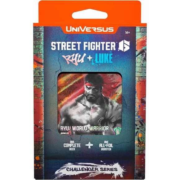 UniVersus: Street Fighter 6: Challenger Series - Ryu & Luke - Deck Building Card Game, Ready to Play Character Deck, 6 Foil-Alt Art Booster Cards