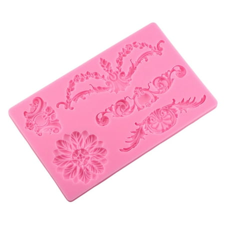 

DIY Cake Border Frame Silicone Molds 3D Baroque Scroll Relief Flower Wedding Fondant Decorating Tools