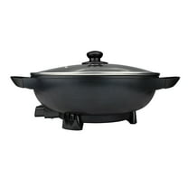Brentwood 13-Inch Non-Stick Flat-Bottom Electric Wok Skillet with Vented Glass Lid, SK-69BKPT