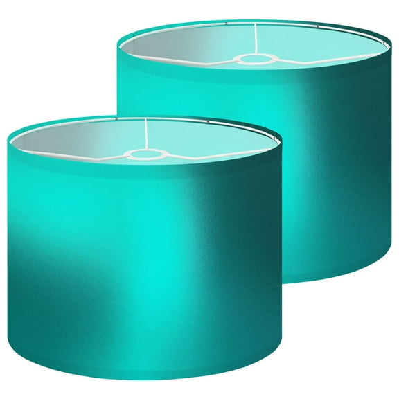Lampshades 2 Pack Teal Metallic effect foil Turquoise sparkle texture Cyan color marble 13"x13"x10" Light Shade for Table Lamps Floor Lamps Drum Lamp Shades Lampshade Replacement Easy Assembly