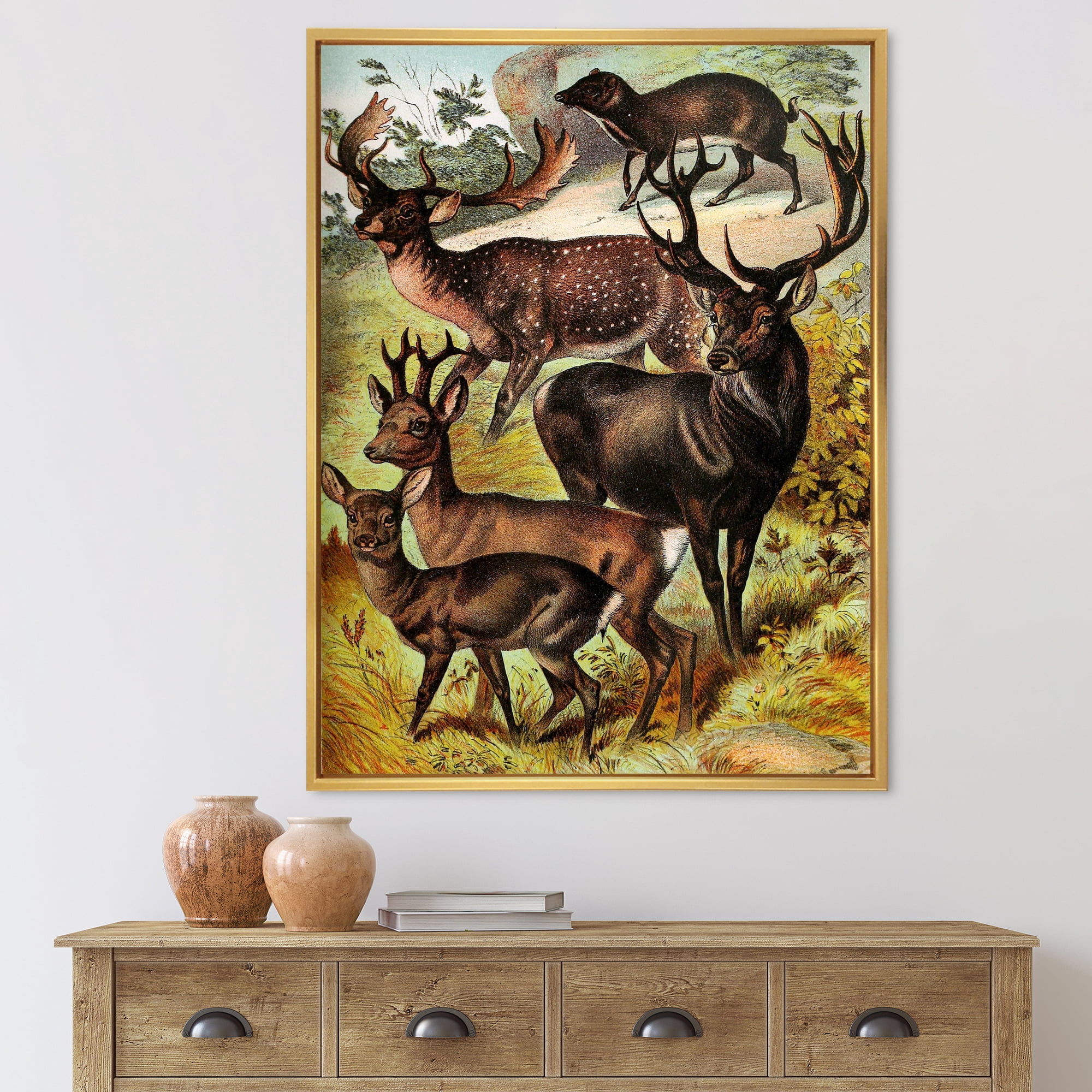 Designart 'Old-world Mammals I' Farmhouse Framed Canvas Wall Art Print