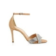 thumbnail image 3 of Schutz Jolita Ankle Strap Heeled Sandals Honey Beige Nude Rhinestone Pump (6, Honey Beige), 3 of 5