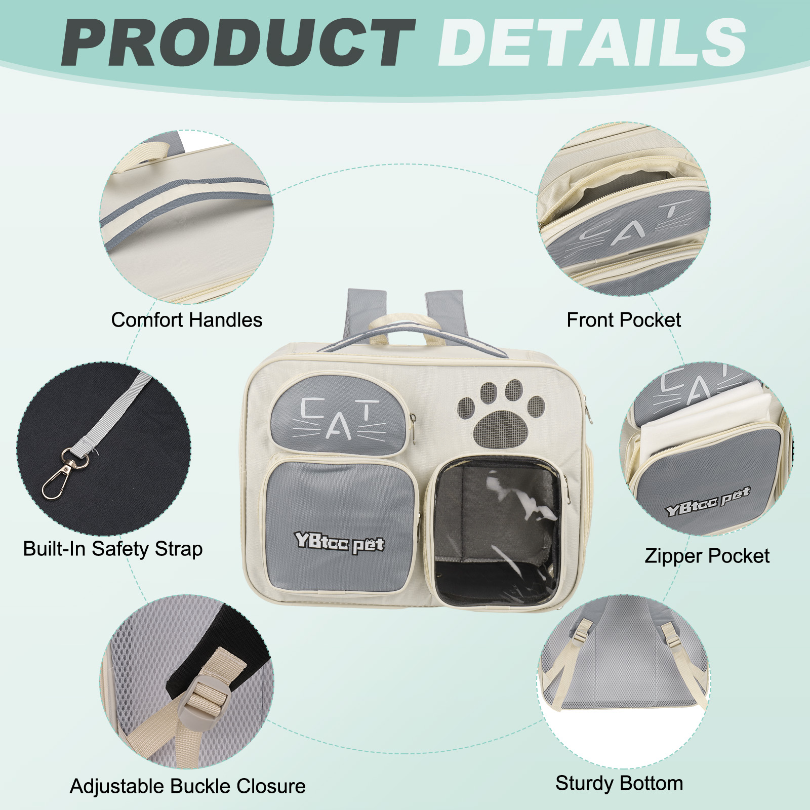 Uxcell Cat Backpack Carrier, Breathable Dog Backpack for Cats or Small Dogs Blue