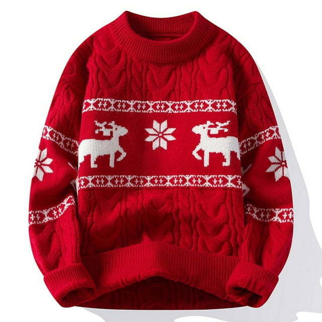 Pisexur Chandails Hommes Doux et Confortables Chandails d'Automne Homme Agencement de Couleurs Tricot Col Roulé Simulé Ample Chandail de Base Rouge,2TG