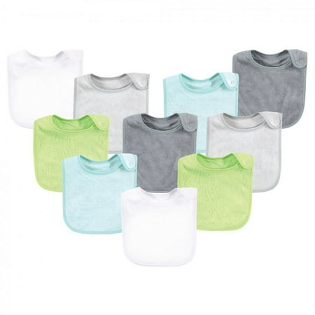 UPC: 0660168176926 | Hudson Baby Infant Boy Rayon from Bamboo Terry Bibs Gray Mint Lime One Size