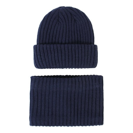 

AIMAOMI Toddler Kids Boys Girls Beaniess Hat Scarf Set Winter Warm Cute Solid Knit Cap Fleece Neck Warmer H