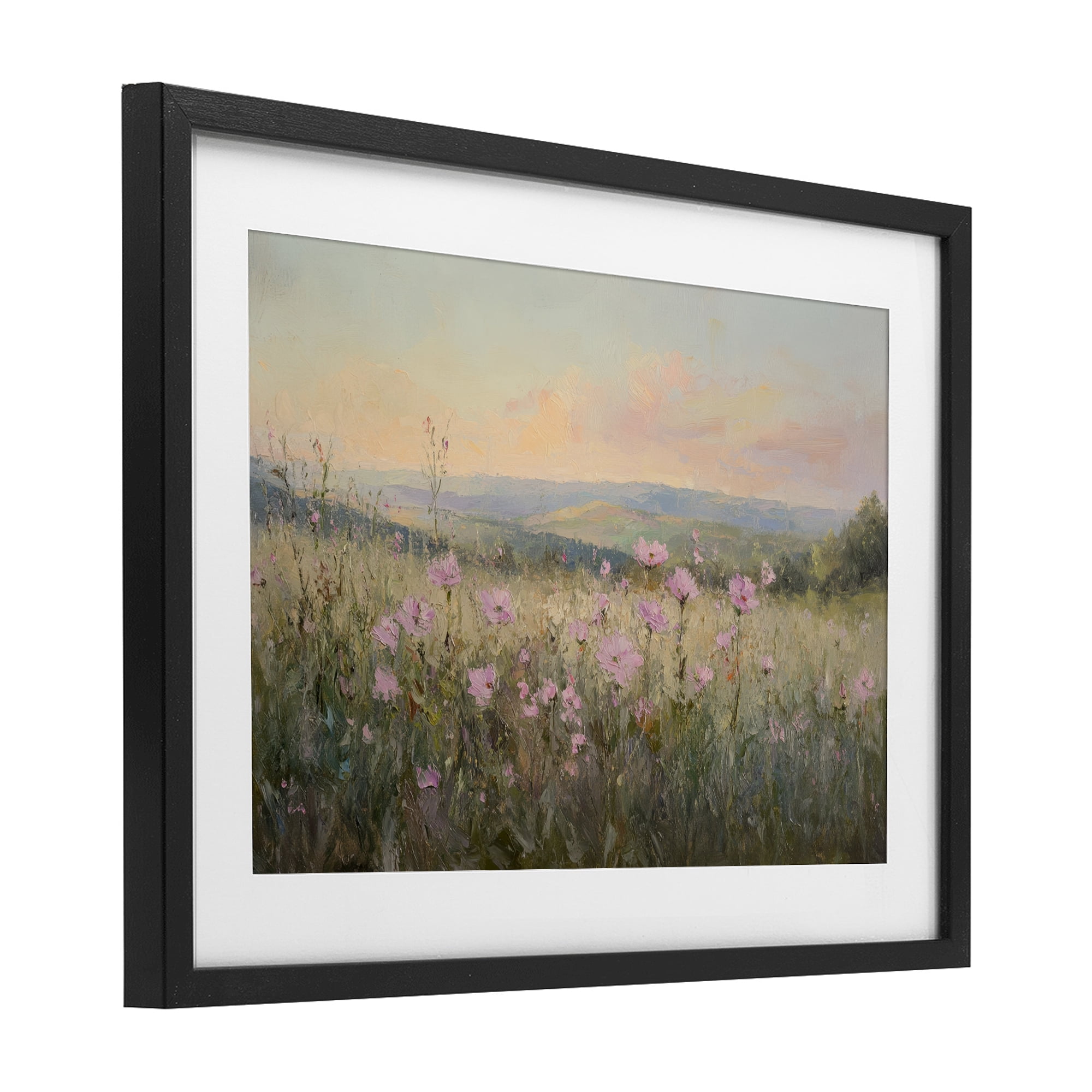 Stupell Industries Tranquil Meadow At Dawn Black Framed Print Under Glass, design by Petal Prints Design