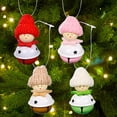 thumbnail image 4 of Paquete de 4 campanas de árbol de Navidad colgantes de muñecas decoraciones colgantes gorro de tejer de año nuevo colorido decorativo hogar manualidades Inevent HA009399-00, 4 of 7
