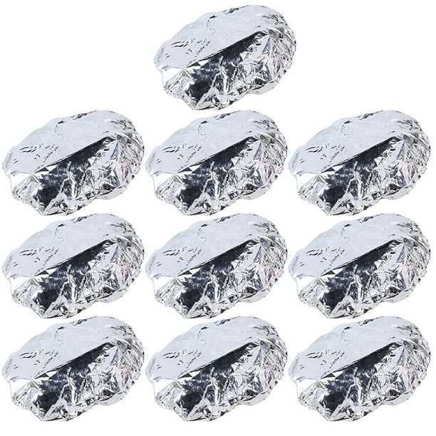 10 gorros de aluminio para el cabello con aislamiento térmico, elásticos y para teñir el cabello en casa (plateados)