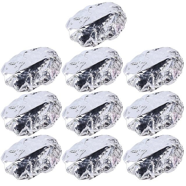10 piezas de papel de aluminio, gorras para el cabello, gorro de aislamiento térmico, peinados para el cabello, gorras elásticas para colorear para el salón del hogar (plateado)