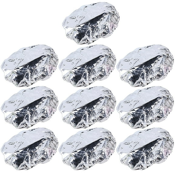 icolorfuled 10pcs Aluminum Foil Hair Caps Heat Insulation Hair Styling Caps Elastic Coloring Caps for Home Salon (Silver)