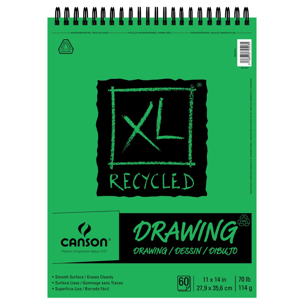 Canson XL Recycled Paper Sketchpad, 11" x 14" Spiral Bound Art Paper