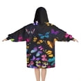 thumbnail image 2 of Black Butterfly Colorful Wings Pattern Blanket Hoodies for Kids 6-13YR Oversize Wearable Blanket Hoodies for Boys Girls Teens, 2 of 7