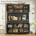 thumbnail image 3 of Homfa Kitchen Pantry with Hutch and Drawers, 71" Tall Storage Cabinet with 55" Wide Countertop and Built-In Power Outlet, Farmhouse Coffee Bar for Dining Room, Black & Rustic Brown, 3 of 8