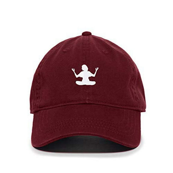 Tech Design Yoga Lady Baseball Cap Embroidered Cotton Adjustable Dad Hat Burgundy