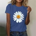 thumbnail image 2 of Sexlip Womens Daisy Graphic Blouse Crew Neck Design Lightweight Fabric Relaxed Silhouette for Casual Gatherings Blue S, 2 of 4