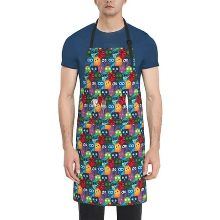 

Naloa Funny Owls Apron Kitchen Aprons with Pockets for Women Men Chef