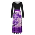 thumbnail image 4 of Qiopertar Vente de Liquidation Robe Longue à Manches Longues Imprimée Halloween pour Femmes avec Fermeture Éclair Col Rond Jupe Longue Offres de la Semaine Moins de 5$, 4 of 5