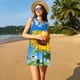 thumbnail image 3 of Balery Blue Sky Sunflower Vestidos de verano para mujer con estampado: vestido holgado sin mangas, vestido playero informal y cómodo para días calurosos., 3 of 7