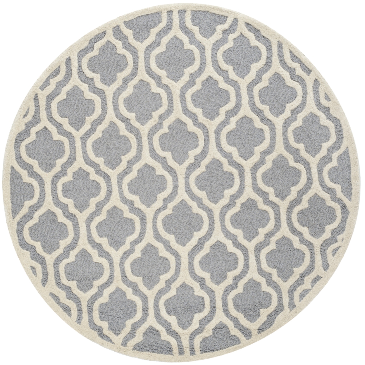 SAFAVIEH Cambridge Kirsten Geometric Wool Area Rug, Silver/Ivory, 4' x 4' Round - image 4 of 10