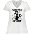 thumbnail image 3 of Inktastic Pawsitively Spooky Skeleton Cat with Ghosts and Crosses Women's Plus Size V-Neck T-Shirt, 3 of 5
