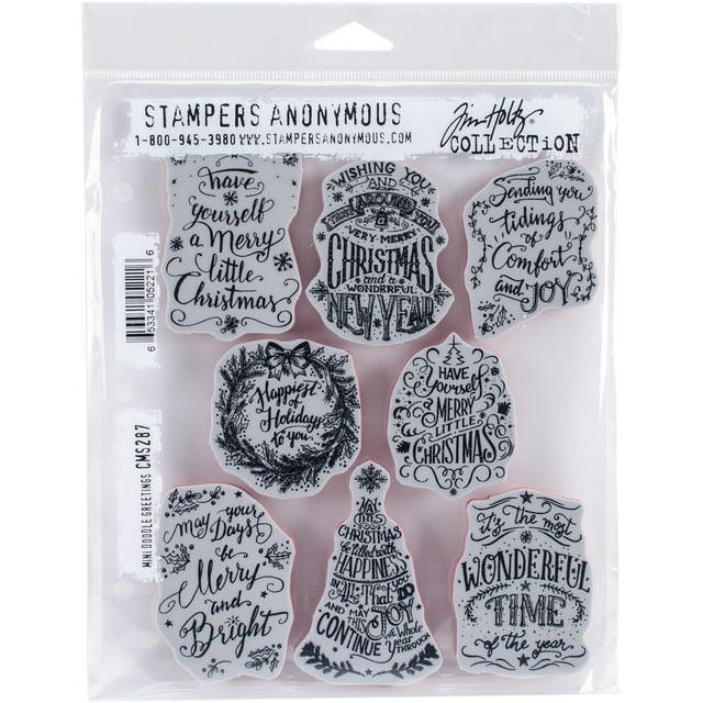 Tim Holtz Cling Stamps 7"X8.5"-Doodle Greetings