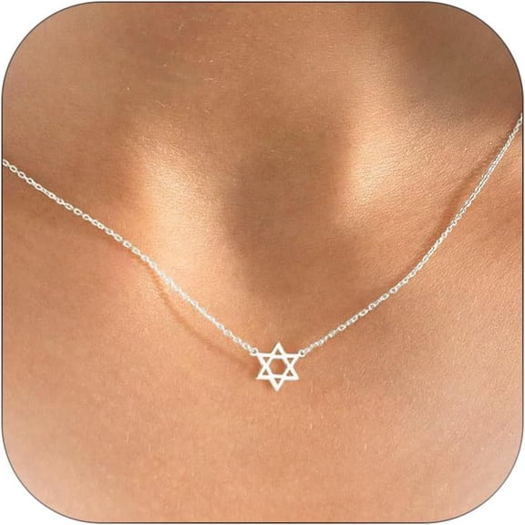 Gold Choker Necklace for Women Star of David Necklace Dainty Lucky Pendant Jewelry