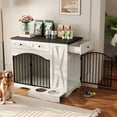 thumbnail image 2 of Euroco 43.3 inch Farmhouse Dog Crate Furniture, Heavy Duty Dog Crate with 3 Drawers, 110 lbs, Engineered wood+Iron, 3 inch, Black, 2 of 10