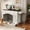 Black and White, variant on Mintazer 43.3" Farmhouse End Table Dog Crate Furniture & 2 Doors, Indoor Pet Kennel with 3 Storage Drawers & Detachable Feeder Tray, Dog Cage End Table for Medium Large Dogs, Beige & White