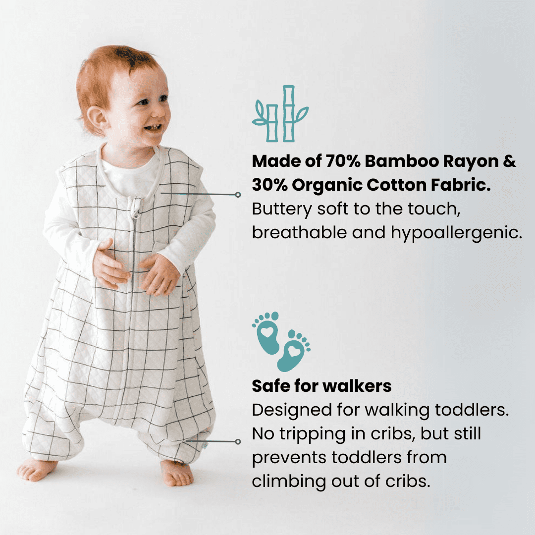 Tealbee Dreamsuit - Bamboo Sleep Sack with Legs - (0.8 Tog) Checkered 3T-4T
