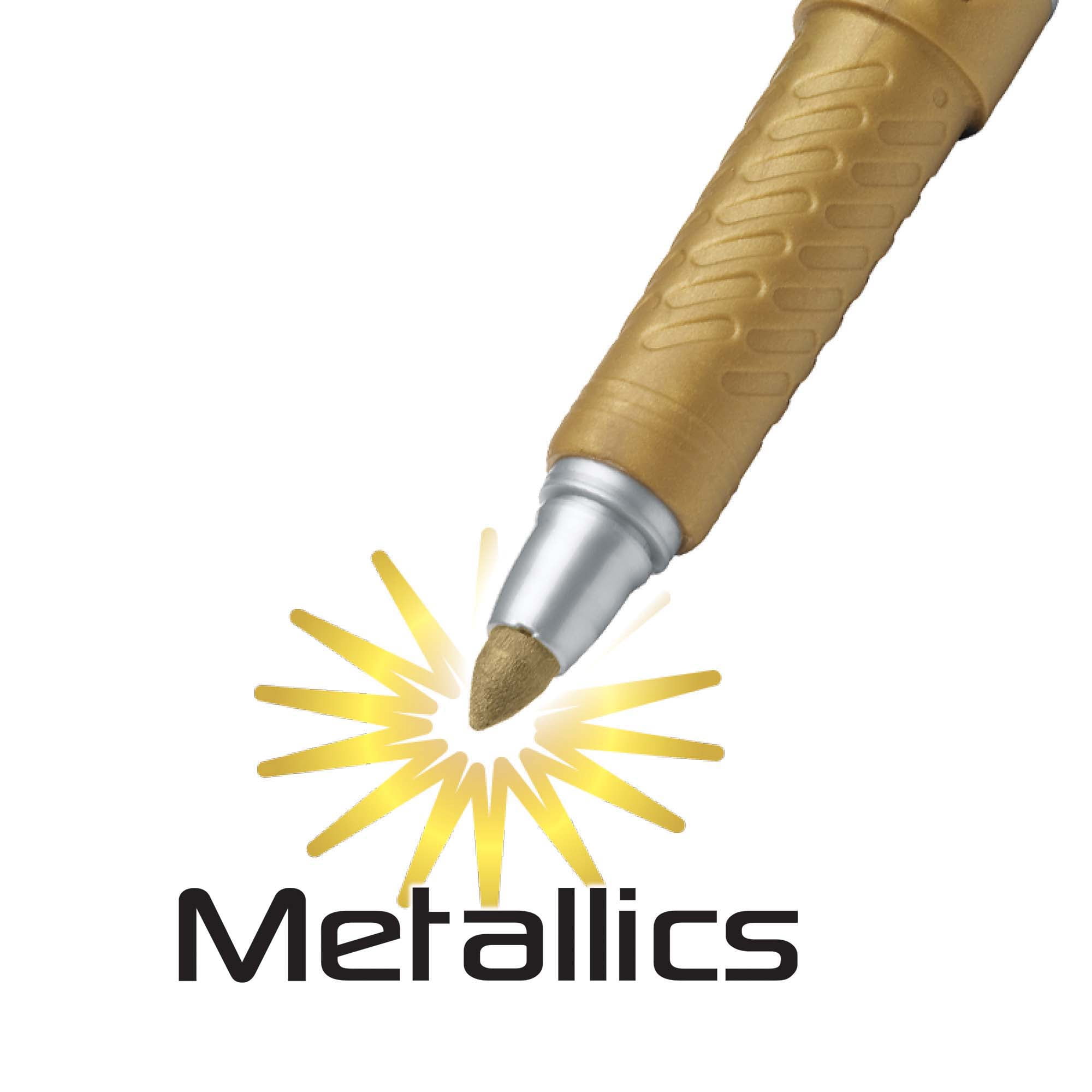 BIC Intensity Metallic Permanent Markers, Fine Point, Assorted Metallic, 8 Per Pack, 2 Packs