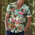 thumbnail image 6 of Funny Summer Beach Pug Hawaiian Shirt For Men Vacation Flamingo Donut Mens Hawaiian Shirts Short Sleeve Button Down Shirt Men, 6 of 7
