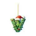thumbnail image 4 of XEOVHV 26 Green Alphabet Ornaments for Christmas Tree Initial Letter Pendant with Xmas Tree Mini Monogram Hanging Decorations for Christmas Tree Party Gifts DIY Decor (F), 4 of 9