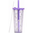 thumbnail image 1 of Tasse Boba Réutilisable avec Bouchon Refermable - 20 oz Double Paroi Isolée Tasse à Thé au Lait avec Grand Paille Réutilisable (Violet), 1 of 5
