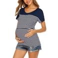 thumbnail image 1 of Vêtements de Grossesse Offres de l'Action de Grâce Liquidation Été Vêtements de Maternité pour Femmes Col Rond Manches Courtes Volants Pli Hauts de Grossesse, 1 of 5