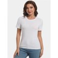 thumbnail image 3 of Women's Crew Neck Ribbed Fitted Shirt Basic Short Sleeves Summer T Shirt Tops, 3 of 7