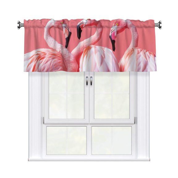 Valances for Windows Kitchen Curtains Small Treatments Valance, Flamingos 42x12 inch