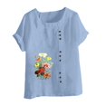 thumbnail image 4 of CHOK T-Shirts Graphiques Grande Taille pour Femmes Été Manches Courtes T-Shirts Décontractés Col Rond Chemises à Motif Imprimé Blouses Coupe Ample Vert Menthe TG, 4 of 4