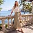 thumbnail image 2 of Enmain Flowy Maxi Skirt for Women Floral Pleated High Waist Drawstring Tiered Skirts with Pockets, 2 of 9