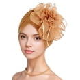thumbnail image 1 of Women Turban Hat Pure Color Mesh Flower Decor Elastic Non-Slip Headwrap Breathable Lightweight Summer Headscarf Hat, 1 of 8