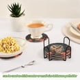 thumbnail image 6 of Haosy Set of 6 Drink Woven Coaster with Holder Heat Resistant Non-Slip Bar Coasters 4 Inches Cool Owl with Rose, 6 of 7