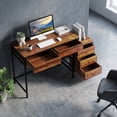 thumbnail image 6 of 51" Computer Desk with 5 Drawers & Printer Stand, Writing Desk for Home Office, Rustic Brown, 6 of 9