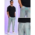 thumbnail image 5 of Unique Bargains Men's Sparkly Metallic Pants Drawstring Waist Nightclub Sequin Joggers 28 Silver, 5 of 6