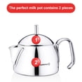 thumbnail image 4 of Korkmaz Pera Modern Stainless Steel Turkish Milk Pot with Metal Handle, Simple and Elegant Designed Milk Pot, Birthday, Wedding, Thanksgiving, Christmas Gift for Milk Lover, 0.42 qt., 4 of 6