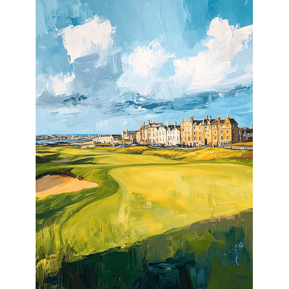 St Andrews Golf Course Landscape Canvas Painting Suitable for Living Room Bedroom Office Hotel Lobby and Gallery Wall Decor