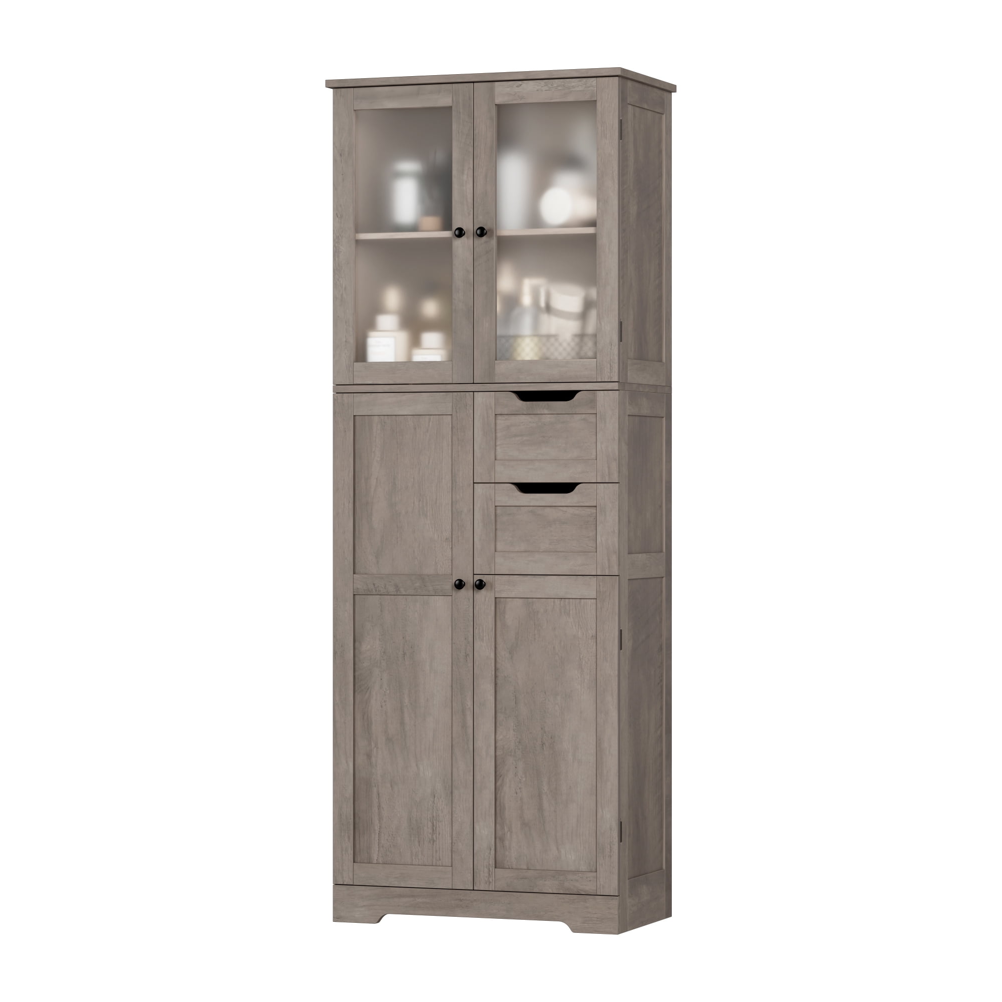 Homfa 67"H Bathroom Cabinet, Linen Cabinet with Doors and Drawers, Kitchen Cupboard, Wash Gray