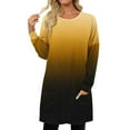 thumbnail image 3 of Long Sleeve Tunic Tops for Leggings Women Lightweight Sweatshirt with Pockets Loose Crewneck Long Sleeve Blouses (XL, Yellow), 3 of 7